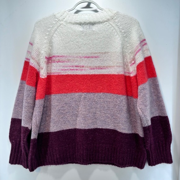 Old Navy Women's Striped Knit Sweater Crew Neck Size Large Pullover - Picture 2 of 6